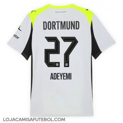Camisa de Futebol Borussia Dortmund Karim Adeyemi #27 Equipamento Secundário 2025-26 Manga Curta Camisa de Futebol Borussia Dortmund Karim Adeyemi #27 Equipamento Secundário 2025-26 Manga Curta